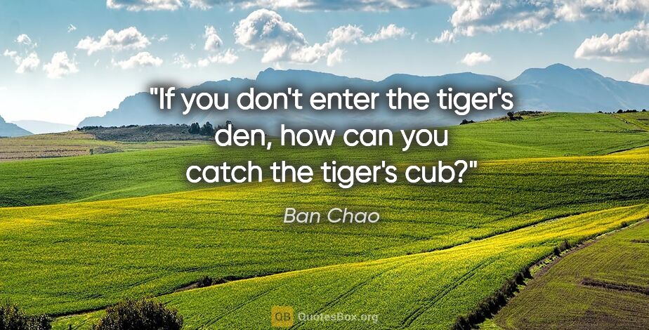 Ban Chao quote: "If you don't enter the tiger's den, how can you catch the..."