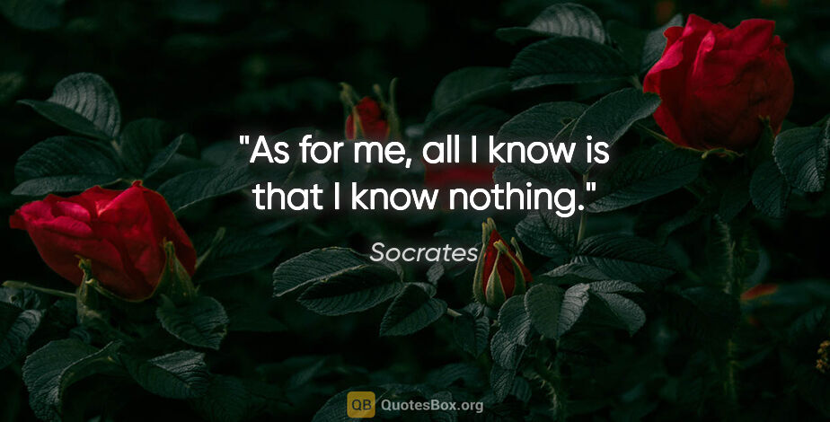 Socrates quote: "As for me, all I know is that I know nothing."
