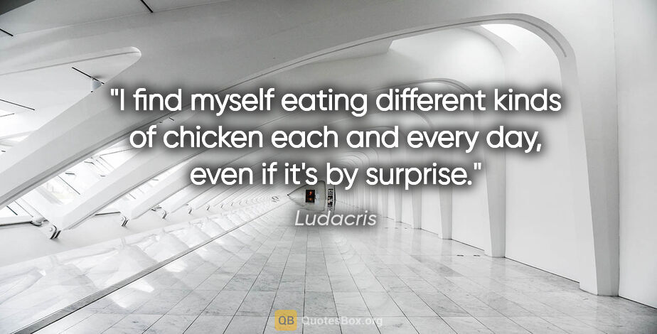 Ludacris quote: "I find myself eating different kinds of chicken each and every..."