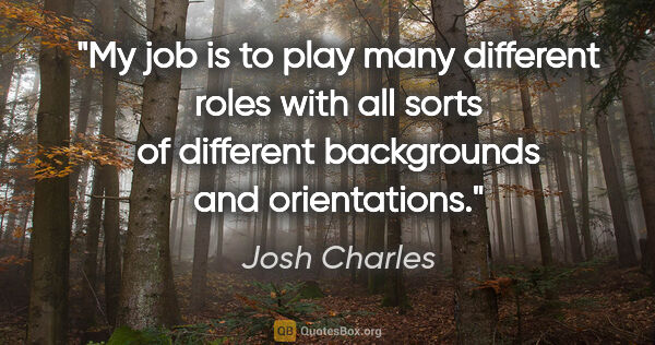 Josh Charles quote: "My job is to play many different roles with all sorts of..."